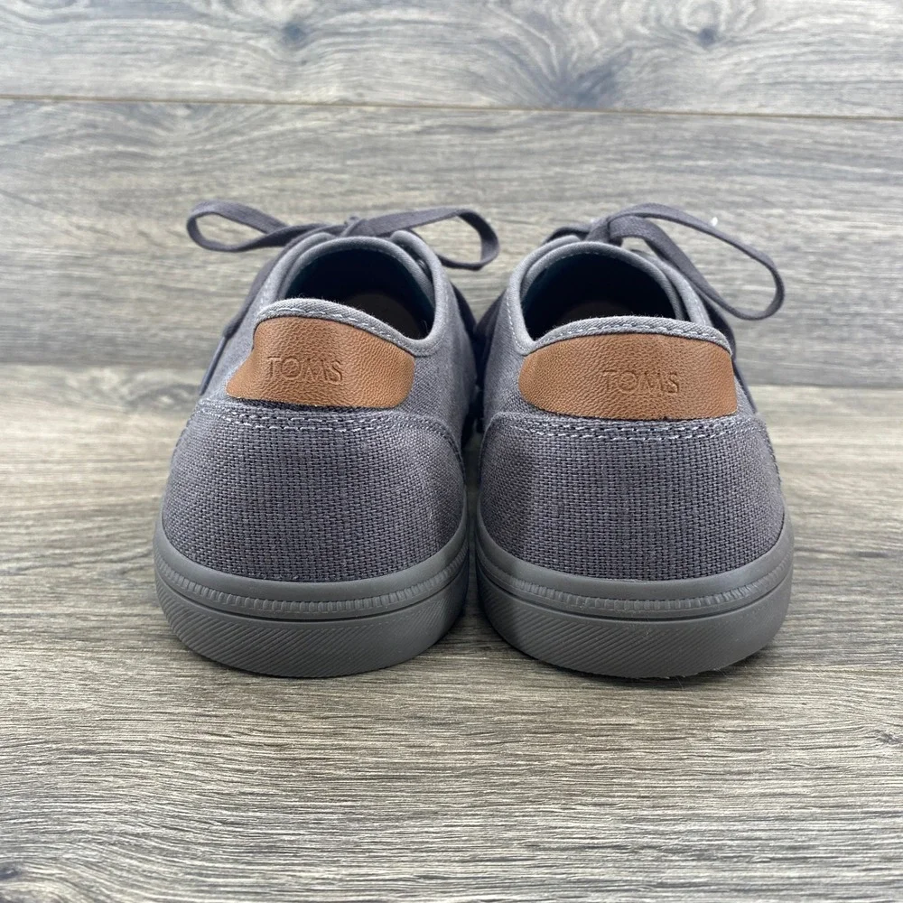 TOMS Carlo Low Top Sneaker Mens 13 Grey Heritage Canvas Lace Up Vegan 10019120